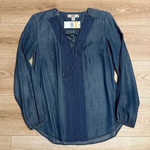 Vintage America Blue Denim Long Sleeve Top